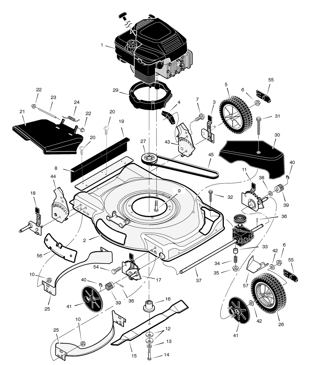 Mower Housing Assembly Diagram and Parts List for 226111X52A 2004 Briggs and Stratton Lawn Mower